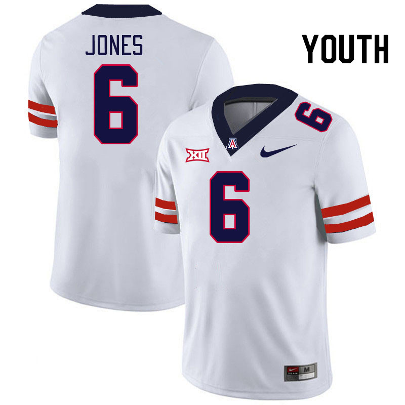 Youth #6 AJ Jones Arizona Wildcats Big 12 Conference College Football Jerseys Stitched-White